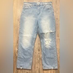 LOFT Slim Pockets Light Blue Denim Jeans straight Crop High Waist sz 31 12